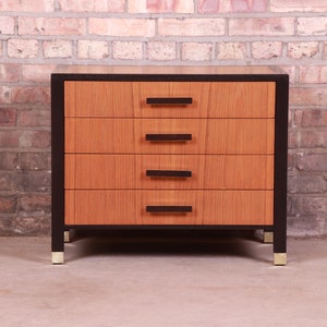 Harvey Probber Teak and Mahogany Four-Drawer Nightstand or Bachelor Chest, Newly Refinished image 2