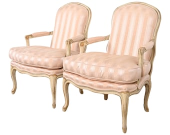 Baker Furniture French Provincial Louis XV Fauteuils, Pair