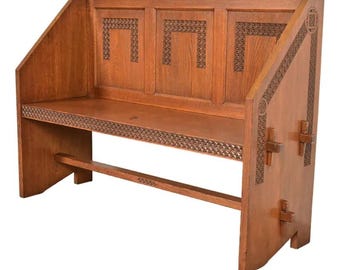Frank Lloyd Wright Style Antique Mission Oak Arts & Crafts Pew or Bench, Circa 1900