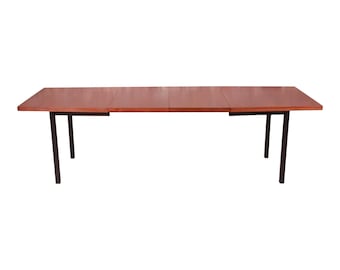 Milo Baughman for Directional Walnut and Ebonized Boat-Shaped Dining Table, Newly Refinished