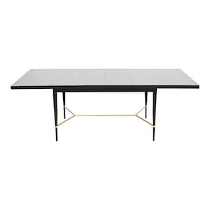 Paul McCobb for Directional Black Lacquer and Brass Extension Dining Table, Newly Refinished