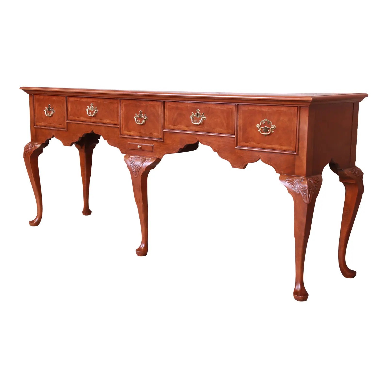 Baker Furniture Queen Anne Banded Mahogany Sideboard Newly