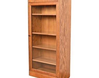Antique Arts & Crafts Oak Bookcase Cabinet, Circa 1920s