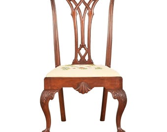 Baker Furniture Style Chippendale Carved Mahogany Side Chair or Dining Chair