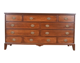 Kittinger Federal Inlaid Mahogany Ten-Drawer Dresser, Newly Refinished