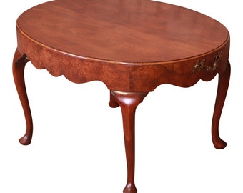 Baker Furniture Queen Anne Burled Walnut Coffee Table