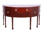 Baker Furniture Federal Inlaid Mahogany Demilune Sideboard Credenza, Newly Refinished