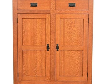 Stickley Style Mission Oak Arts & Crafts Bookcase or Bar Cabinet