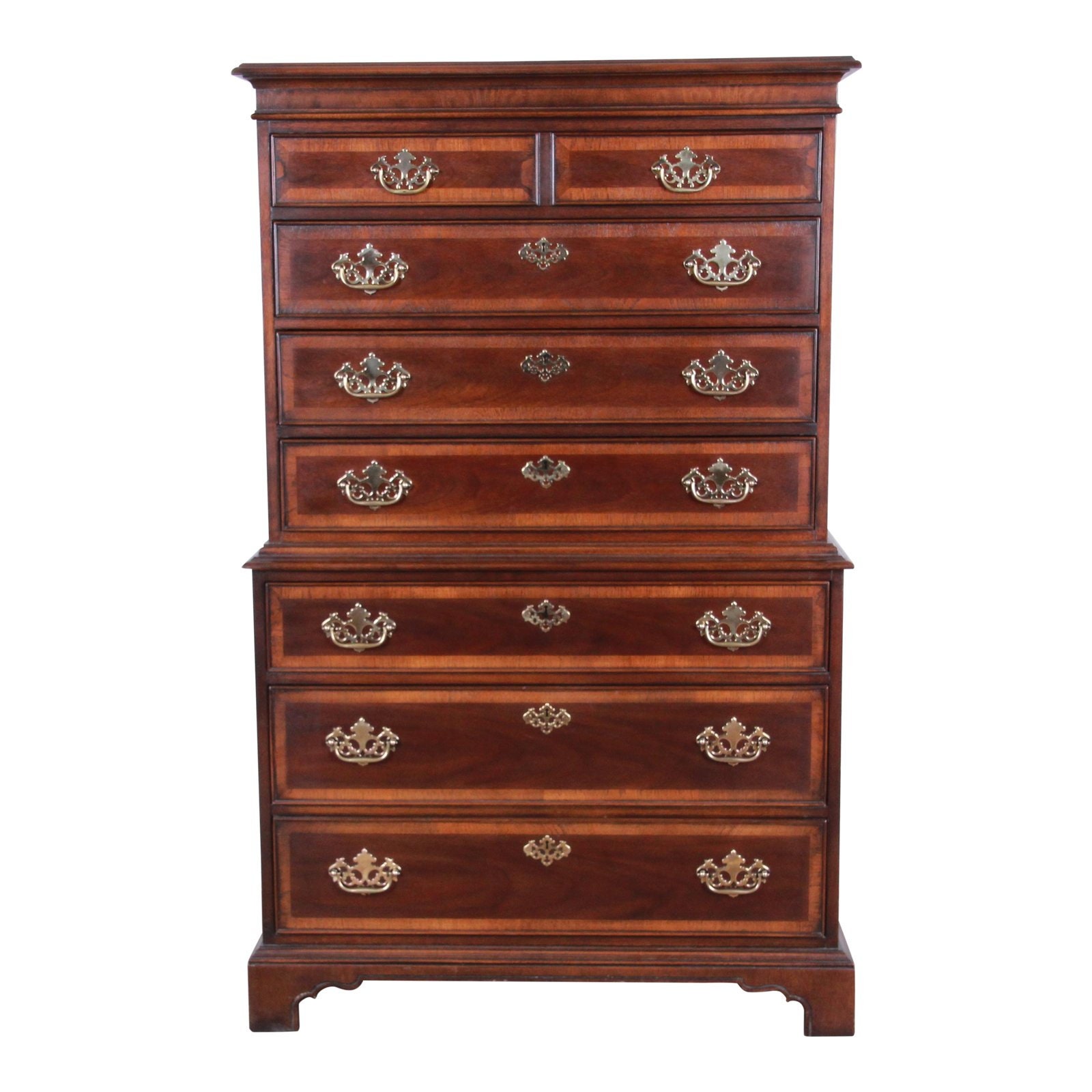 Drexel Heritage Chippendale Style Banded Mahogany Highboy Etsy