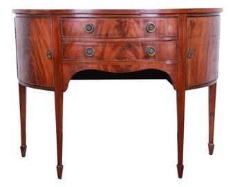 19th Century Flame Mahogany Demilune Sideboard Credenza