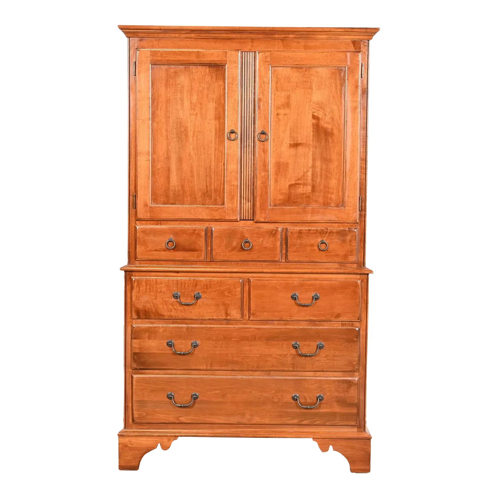 Ethan Allen Georgian English Country Solid Birch Gentleman's Chest