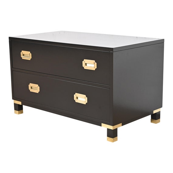 Baker Furniture Hollywood Regency Black Lacquered Campaign Commode or Chest  of Drawers, Newly Refinished - Etsy