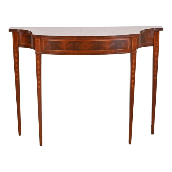 Wellington Hall Federal Inlaid Flame Mahogany Console or Entry Table