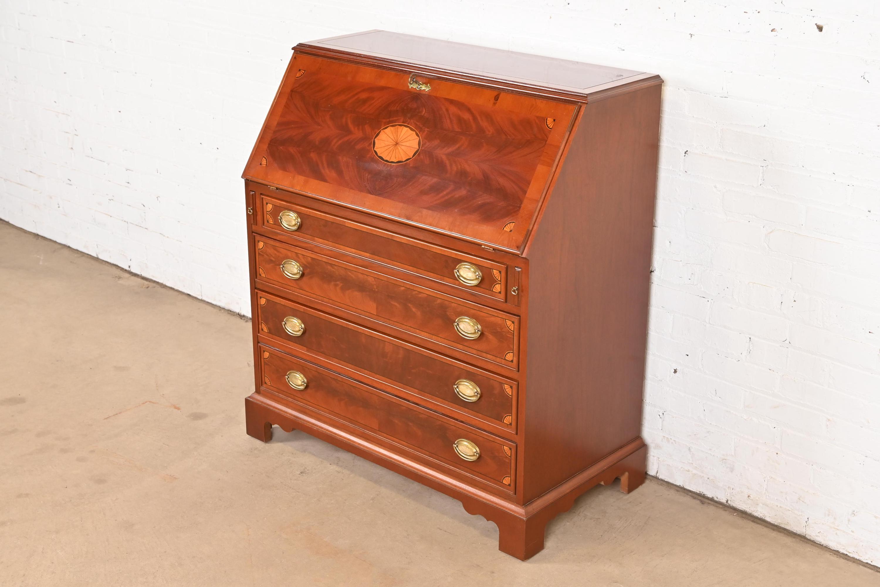 Hekman Furniture Federal Inlaid Flame Mahogany Slant Front
