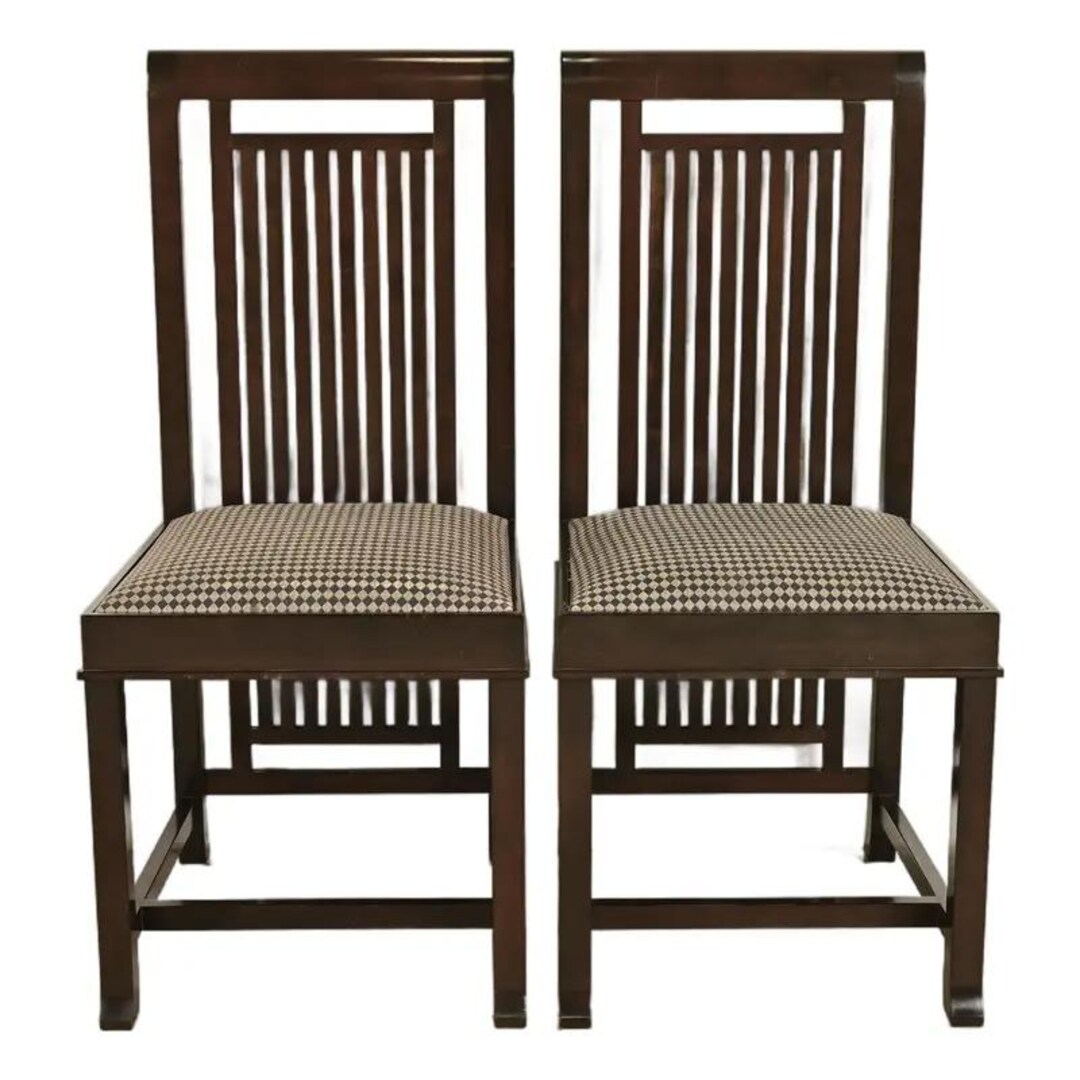 Frank Lloyd Wright for Cassina Arts & Crafts Dark Cherry Wood Side ...