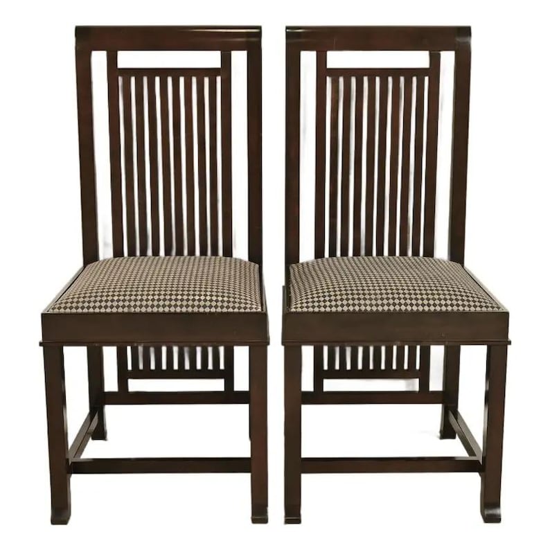 Frank Lloyd Wright for Cassina Arts & Crafts Dark Cherry Wood Side ...