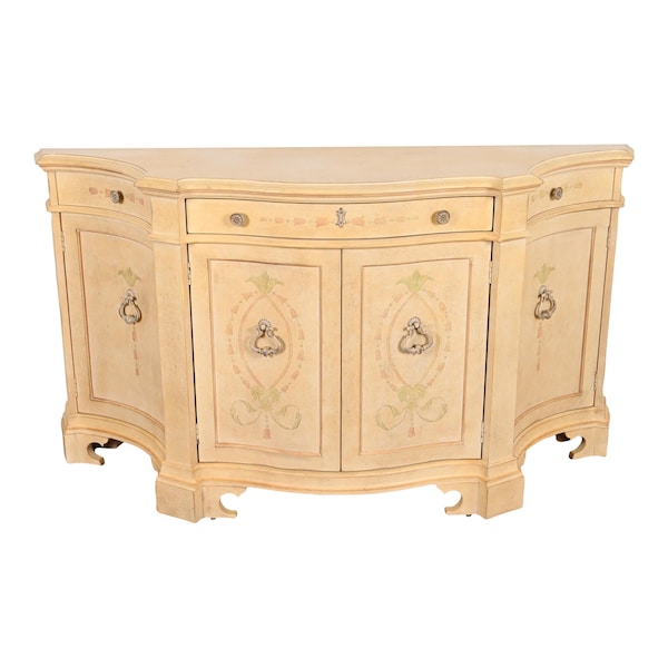 Century Furniture Italian Provincial Venetian Cream Painted Sideboard or Bar Cabinet