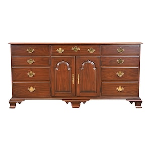 Harden Furniture Georgian Solid Cherry Wood Long Dresser, Newly Restored