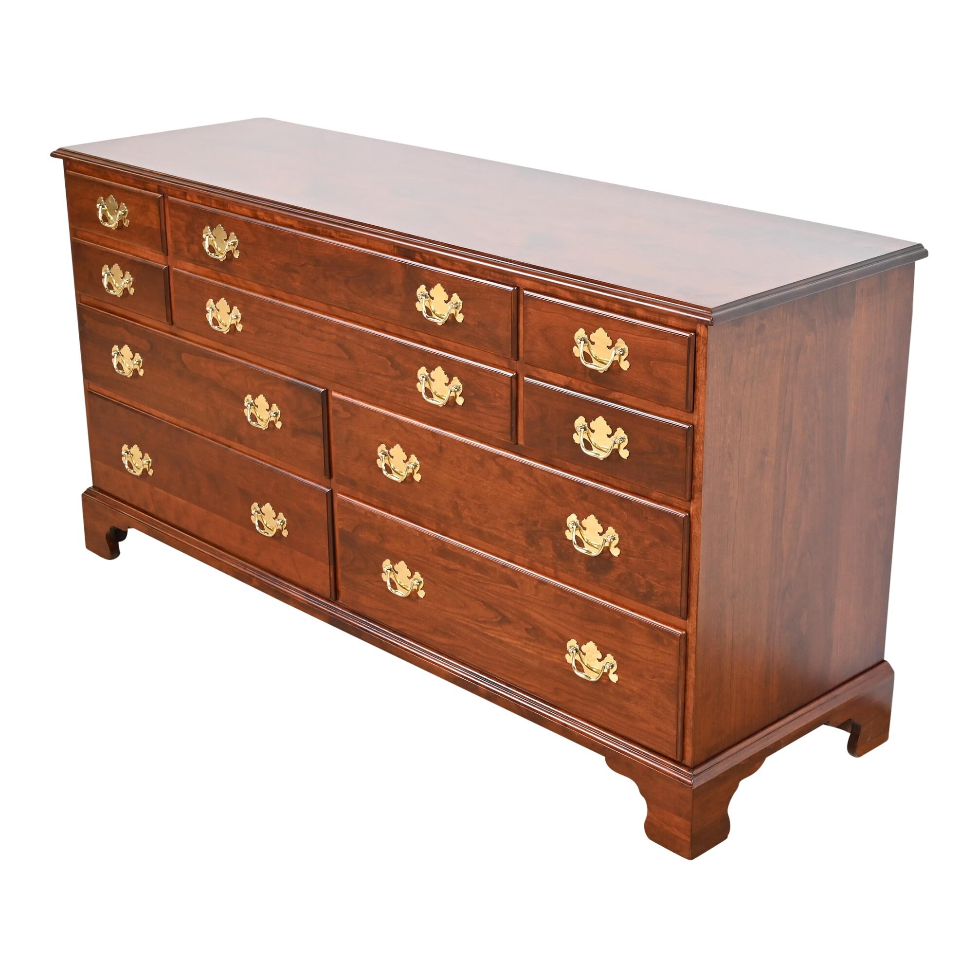 Henkel Harris Georgian Solid Cherry Wood Ten-drawer Dresser, Newly