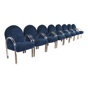 Leon Rosen for Pace Collection Modern Art Deco Lucite Waterfall Armchairs, Set of Eight