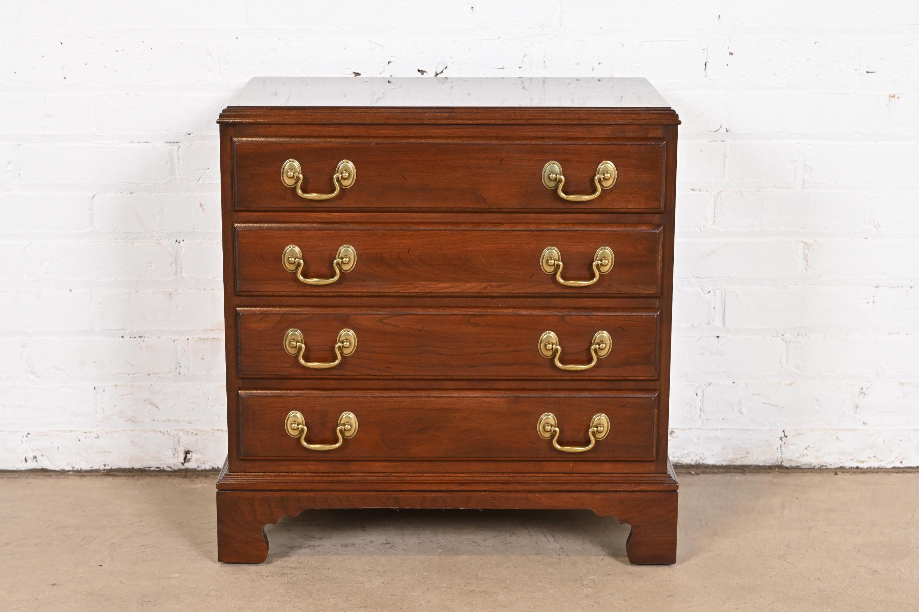 Ethan Allen Georgian Solid Cherry Wood Four-drawer Bedside Chest