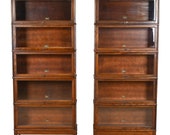 Antique Arts Crafts Mahogany Five-Stack Barrister Bookcases by Hale, Circa 1920s