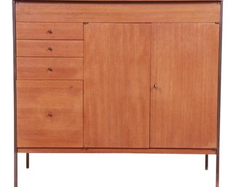 Paul McCobb Connoisseur Collection Mahogany and Brass Lift Top Bar Cabinet