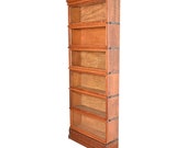 Antique Globe Wernicke Arts Crafts Oak Six-Stack Barrister Bookcase, Circa 1900