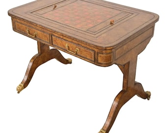 Maitland Smith English Regency Leather Wrapped Game Table