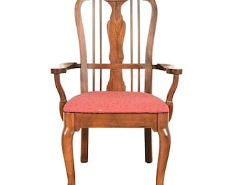 Baker Furniture Style Queen Anne Solid Walnut Armchair, Circa 1960s