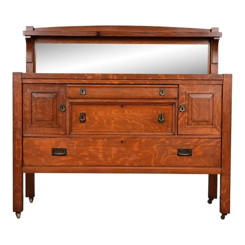 【Stickley】インレイド・オーク・キャビネット　アメリカ老舗家具メーカー Stickley Brothers Style Antique Mission Oak Arts & Crafts