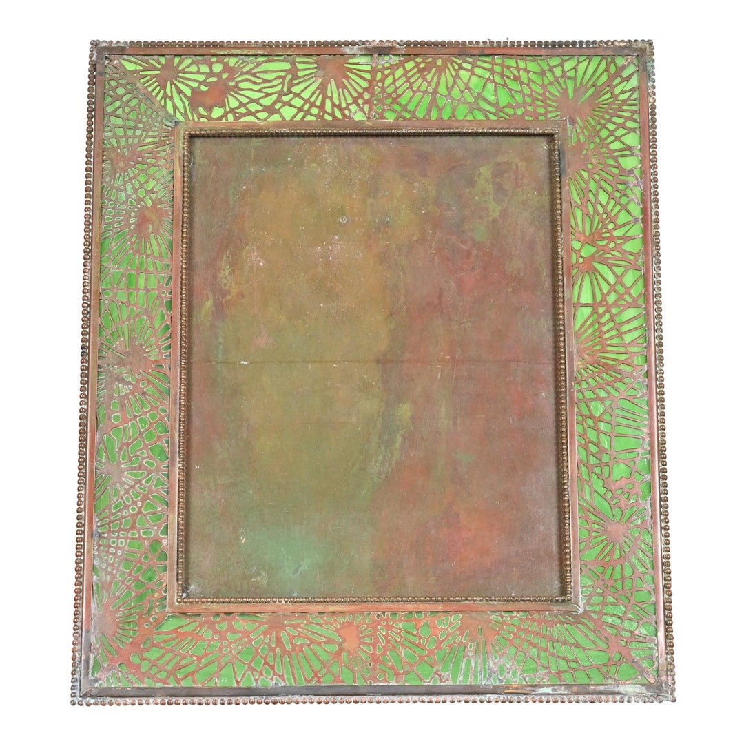 Tiffany Studios New York Pine Needle Bronze and Green Slag Glass