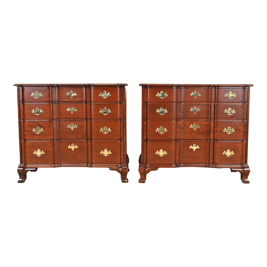 Kindel Furniture Georgian Carved Mahogany Block Front Chests of Drawers ...