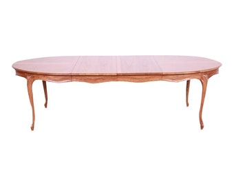 Henredon French Provincial Louis XV Carved Oak Extension Dining Table, Newly Refinished