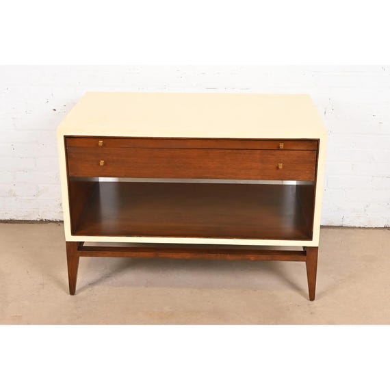 GMHN77B○HENREDON / ヘンレドン Barbara Barryバ Barbara Barry for Henredon Modern Walnut and Cream Lacquered