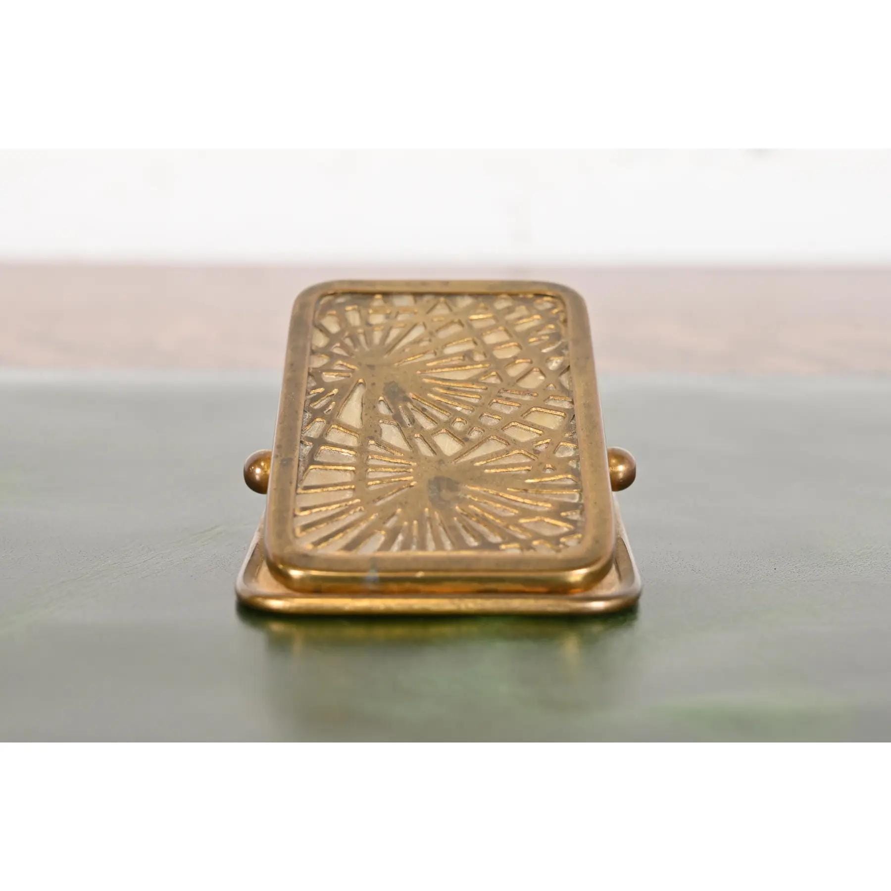 Tiffany Studios New York Pine Needle Bronze Doré and Slag Glass