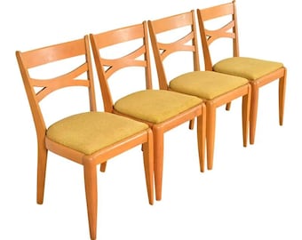 Heywood Wakefield Mid-Century Modern Solid Maple Dining Chairs, Set of Four