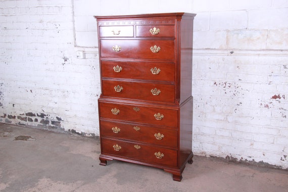 Baker Furniture Mahogany Chippendale Style Highboy Dresser Etsy
