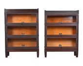 Antique Globe Wernicke Arts and Crafts Mahogany Three-Stack Barrister Bookcases, Pair