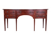 Baker Furniture Hepplewhite Flame Mahogany and Inlaid Satinwood Sideboard, Newly Refinished