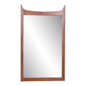 Broyhill Brasilia Style Mid-Century Modern Sculpted Walnut Framed Wall Mirror