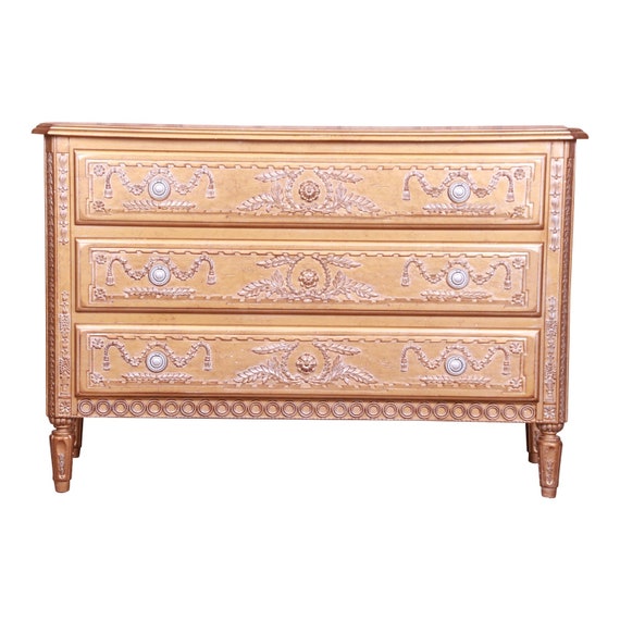 French Regency Louis XVI Gold Gilt Three-drawer Dresser or Commode - Etsy