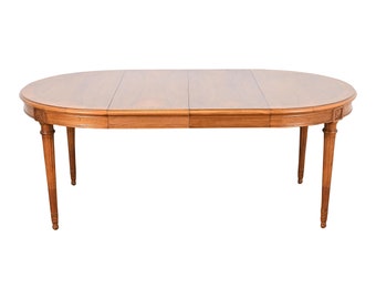 Karges French Regency Louis Xvi Burled Walnut Extension Dining Table, Newly Refinished