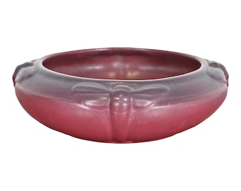 Van Briggle Arts & Crafts Dragonfly Mulberry Glazed Ceramic Bowl, Early 20th Century