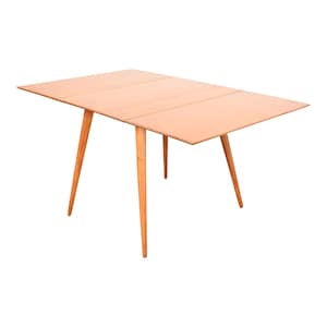 May include: A light wood folding table with a rectangular top and four slender legs.