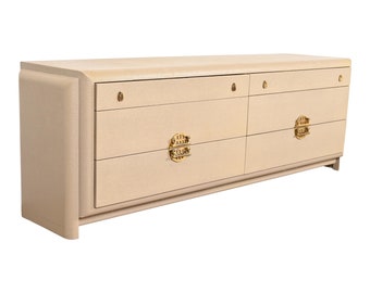 Romweber Hollywood Regency Chinoiserie Lacquered Grasscloth Dresser or Credenza