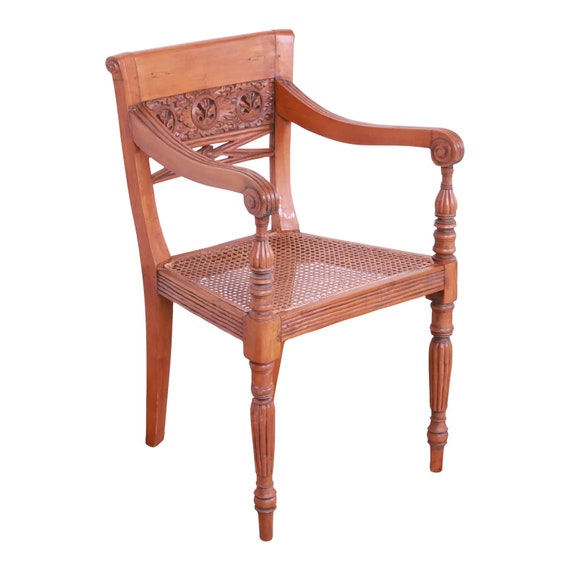 1940s Vintage Regency Carved Walnut and Cane Armchair Etsy UK