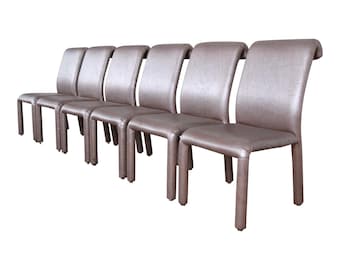 Design Institute of America Mid-Century Modern Upholstered Parsons Dining Chairs, Set of Six