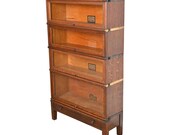 Antique Globe Wernicke Arts Crafts Oak Four-Stack Barrister Bookcase, Circa 1900