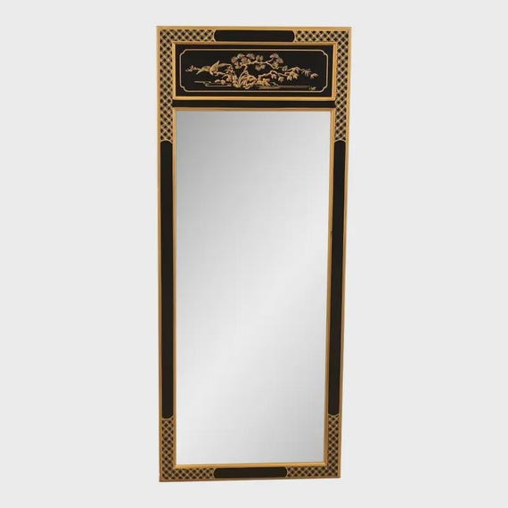 Drexel Heritage Hollywood Regency Chinoiserie Hand-painted Black